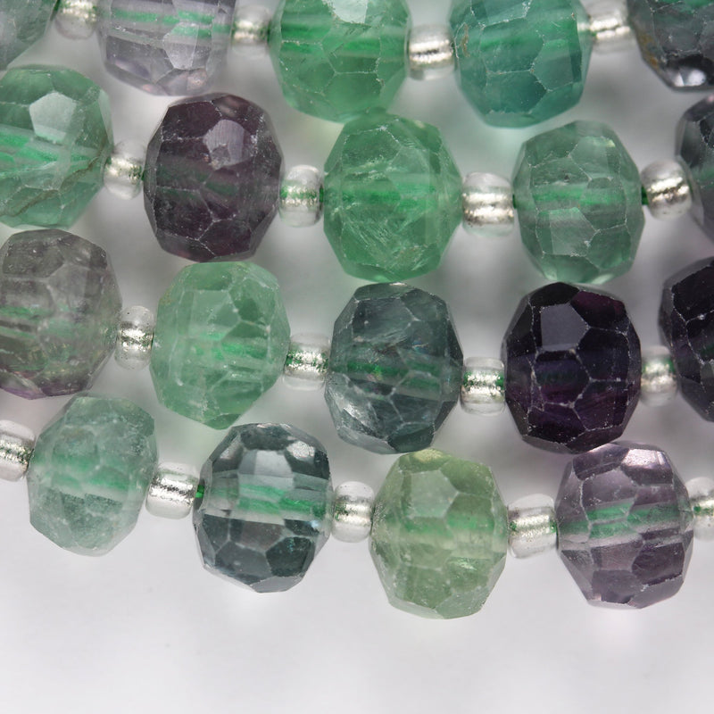 Natural Fluorite, 6*8mm Faceted Rondelle Gemstone Strand, 8 inch , about 25 beads,hole1mm