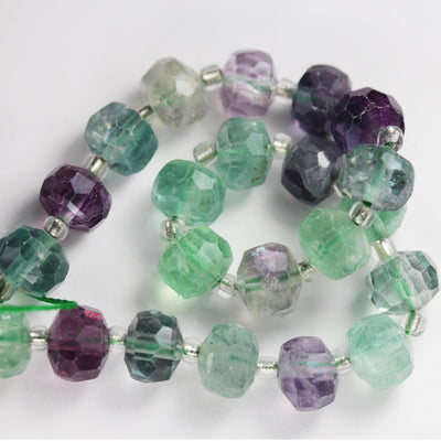 Natural Fluorite, 6*8mm Faceted Rondelle Gemstone Strand, 8 inch , about 25 beads,hole1mm