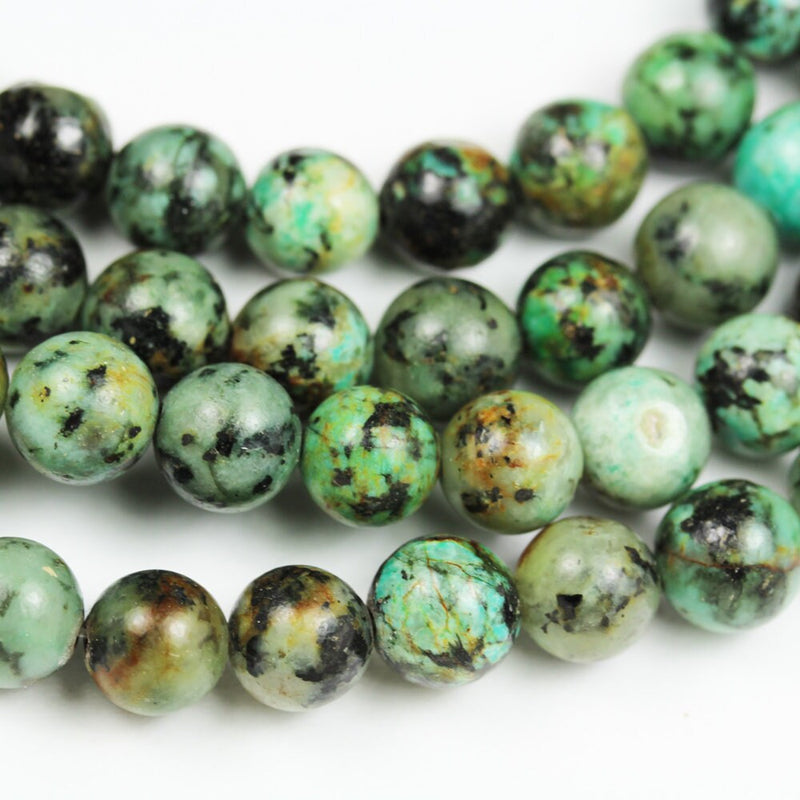 Africa Turquoise, 8mm  Round Gemstone Strand,Green &Brown color, 15.5 inch, hole 1mm