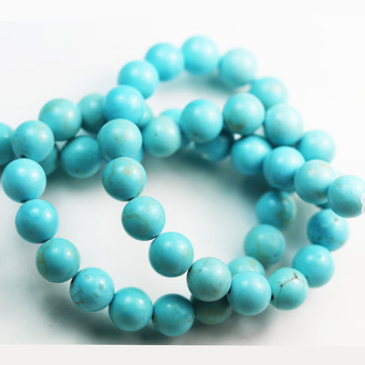 Turquoise, 8mm Round One full strand Gemstone Strand,Blue color, hole 1mm, about 50 pcs