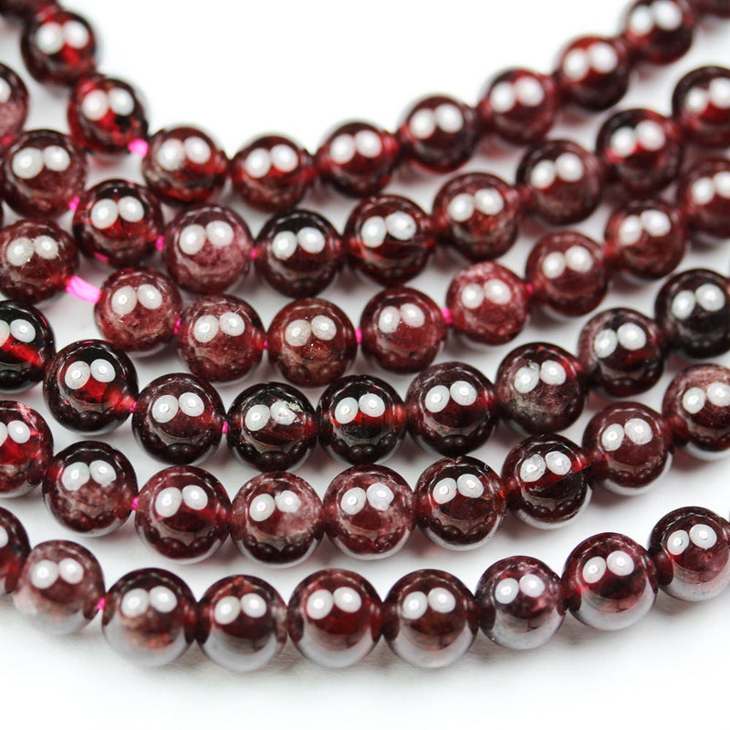 Garnet,6mm Round Gemstone, One full strand , hole0.8mm,16"