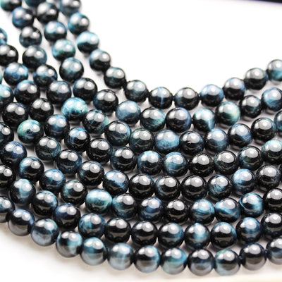 Blue Tiger eye, 8mm Round Gemstone Strand, One full strand 15.5 inch , about 50 bead,1mm hole