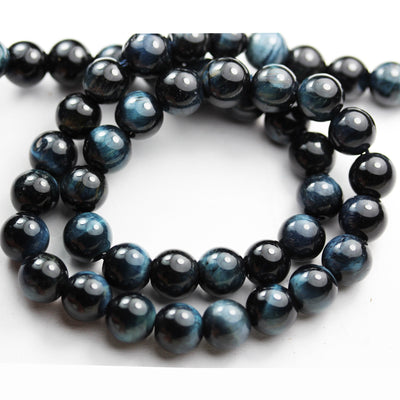 Blue Tiger eye, 8mm Round Gemstone Strand, One full strand 15.5 inch , about 50 bead,1mm hole