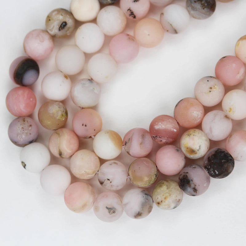 Matte Pink Opal, 6mm Round Gemstone Beads,15.5", 0.6 mm hole, about 65 beads