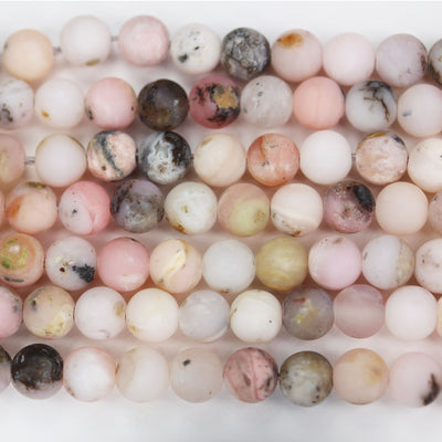 Matte Pink Opal, 6mm Round Gemstone Beads,15.5", 0.6 mm hole, about 65 beads