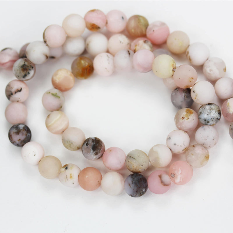 Matte Pink Opal, 6mm Round Gemstone Beads,15.5", 0.6 mm hole, about 65 beads