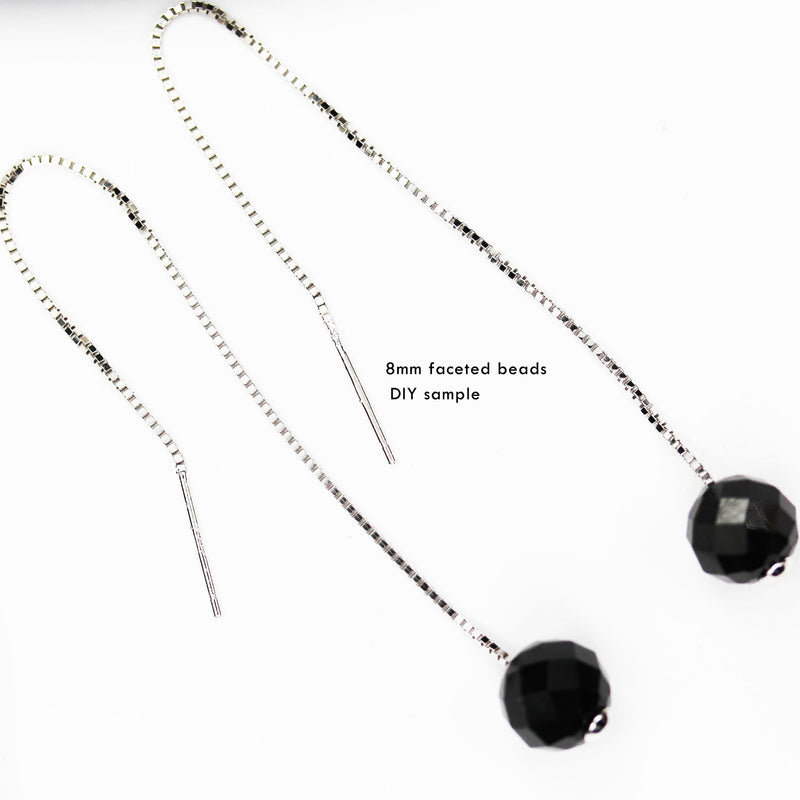 8mm Black Rutilated Quartz, Faceted Round Gemstone,7.5inch Clear/ Grey&Black, about 24beads, hole 1mm