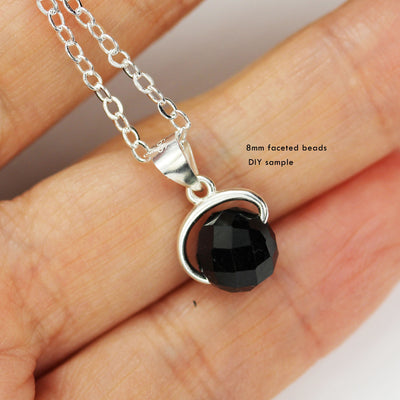 8mm Black Rutilated Quartz, Faceted Round Gemstone,7.5inch Clear/ Grey&Black, about 24beads, hole 1mm