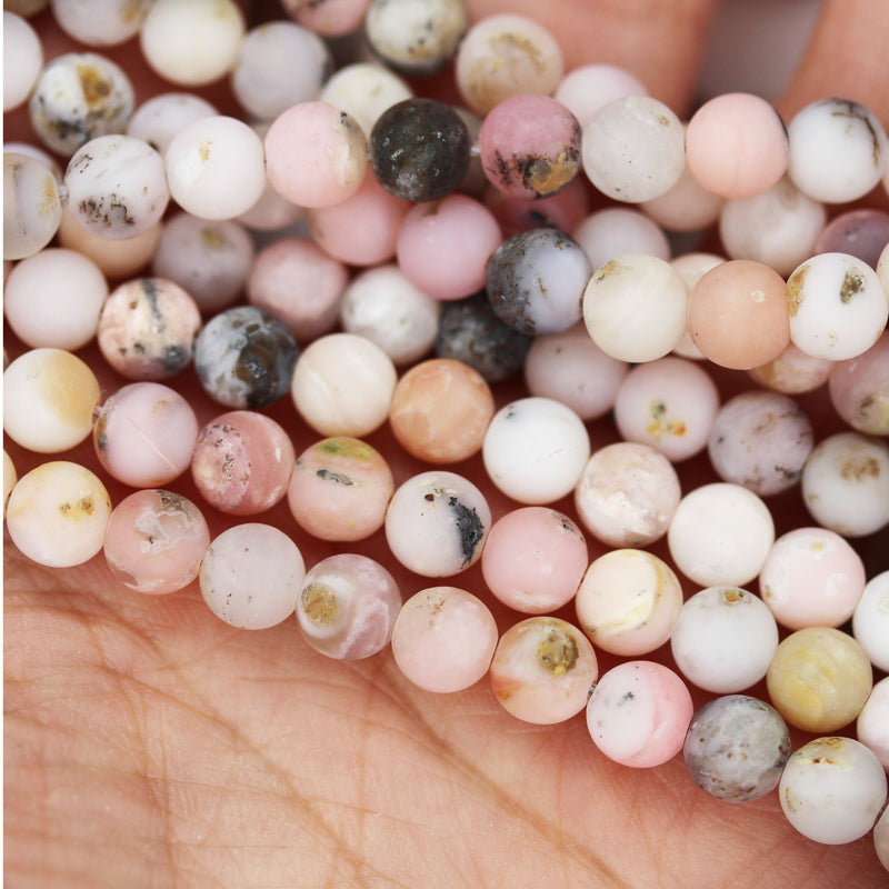 Matte Pink Opal, 6mm Round Gemstone Beads,15.5", 0.6 mm hole, about 65 beads