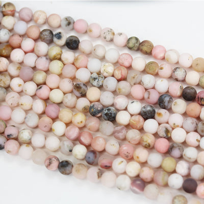 Matte Pink Opal, 6mm Round Gemstone Beads,15.5", 0.6 mm hole, about 65 beads