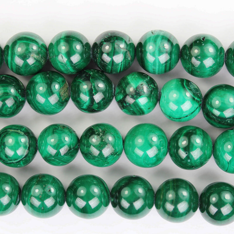 Malachite, 8mm Round, One full strand Natural Gemstone Strand, 50beads,1mm hole