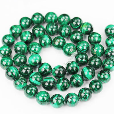 Malachite, 8mm Round, One full strand Natural Gemstone Strand, 50beads,1mm hole