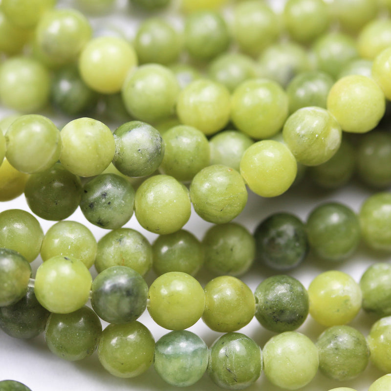 Green jade , 6mm Round Gemtsone, One full strand Green Beads Strand,0.6mm hole, 16"