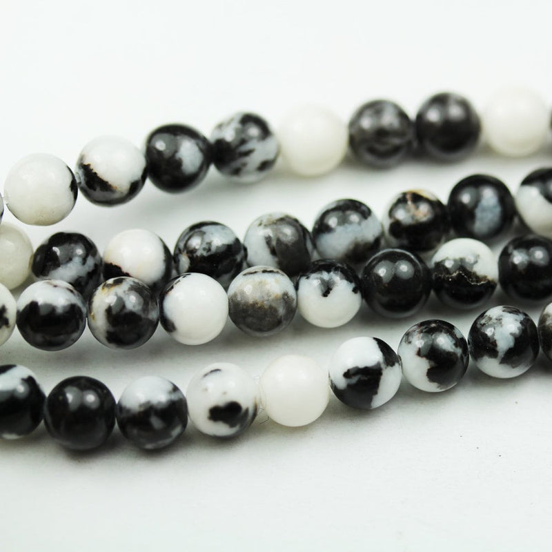 Zebra Jasper, 6mm Round Black and White Gemstone Beads,One full strand  15.5inch, about 65 beads