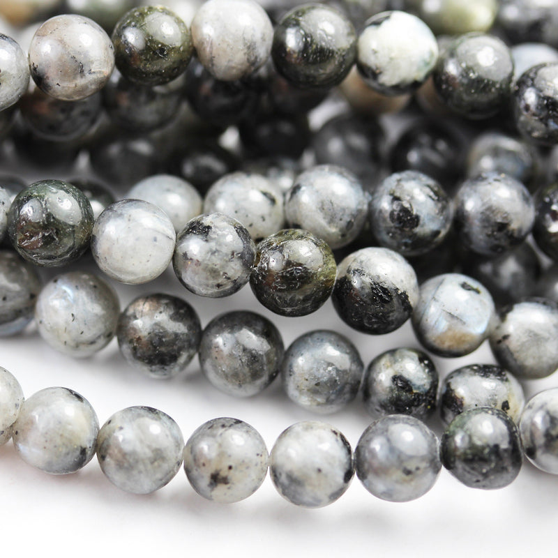 Black Labradorite Beads, Larvikite, 6mm round gemstone, hole 1mm,16", about 65 beads