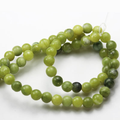 Green jade , 6mm Round Gemtsone, One full strand Green Beads Strand,0.6mm hole, 16"