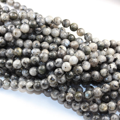 Black Labradorite Beads, Larvikite, 6mm round gemstone, hole 1mm,16", about 65 beads