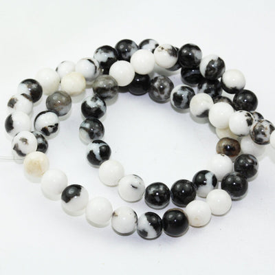 Zebra Jasper, 6mm Round Black and White Gemstone Beads,One full strand  15.5inch, about 65 beads