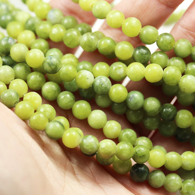 Green jade , 6mm Round Gemtsone, One full strand Green Beads Strand,0.6mm hole, 16"