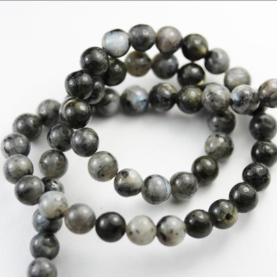 Black Labradorite Beads, Larvikite, 6mm round gemstone, hole 1mm,16", about 65 beads