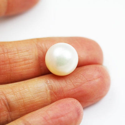 Freshwater Pearl,6-7mm 1 pair AAA  Half Drilled White Button Round Pearl Studs , for Making earring/Ring , hole 1mm