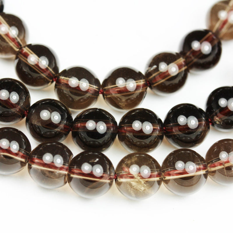 Smoky Quartz, 8mm Round Gemstone Strand ,One full strand ,Smokey color, hole 1mm