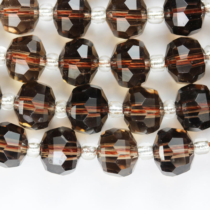 Natural Smoky Quartz, 6*8mm Faceted Rondelle Gemstone Strand, 8 inch , about 25 beads,hole1mm