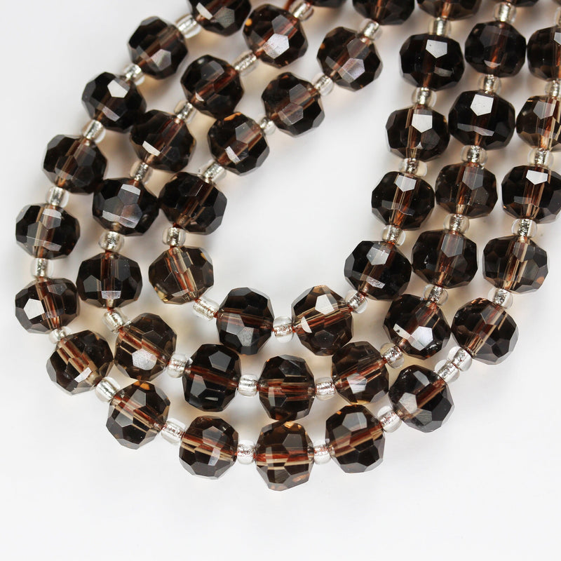 Natural Smoky Quartz, 6*8mm Faceted Rondelle Gemstone Strand, 8 inch , about 25 beads,hole1mm