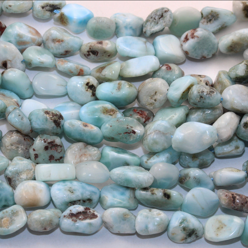 Natural Larimar, 6-8*8-10mm One full strand Nugget Shape Gemstone Beads Strand, 0.6mm hole, 16inch