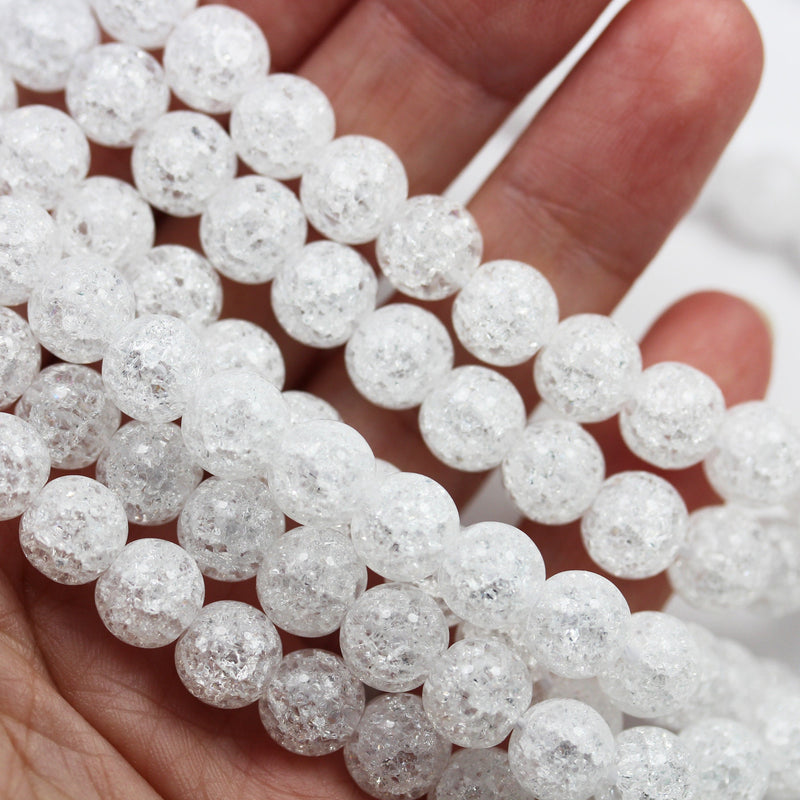 6mm Crackle Clear Quartz Beads, 6mm Round Gemstone, One full strand ,hole 1mm,16"