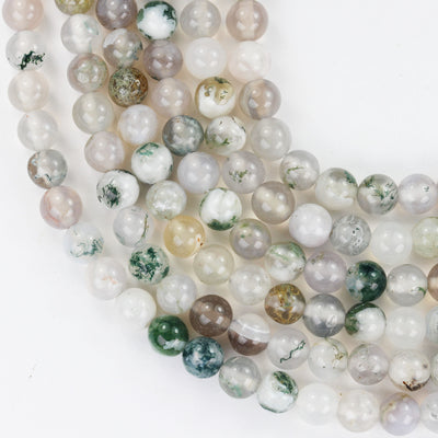 Green Tree Agate,  6mm Round Agate Gemstone Beads Strand, 16inch hole 1mm, 15.5 inch, about 60beads