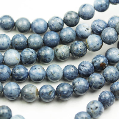 6mm Natural Blue Sponge Coral, Blue Round Gemstone Strand, 15.5inch , about 60 beads , 0.8mm hole