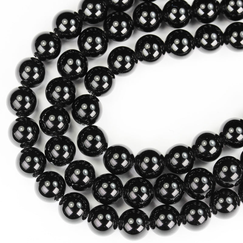 Black obsidian, 6mm Round Natural  Gemstone Strand, One full strand , hole 1mm