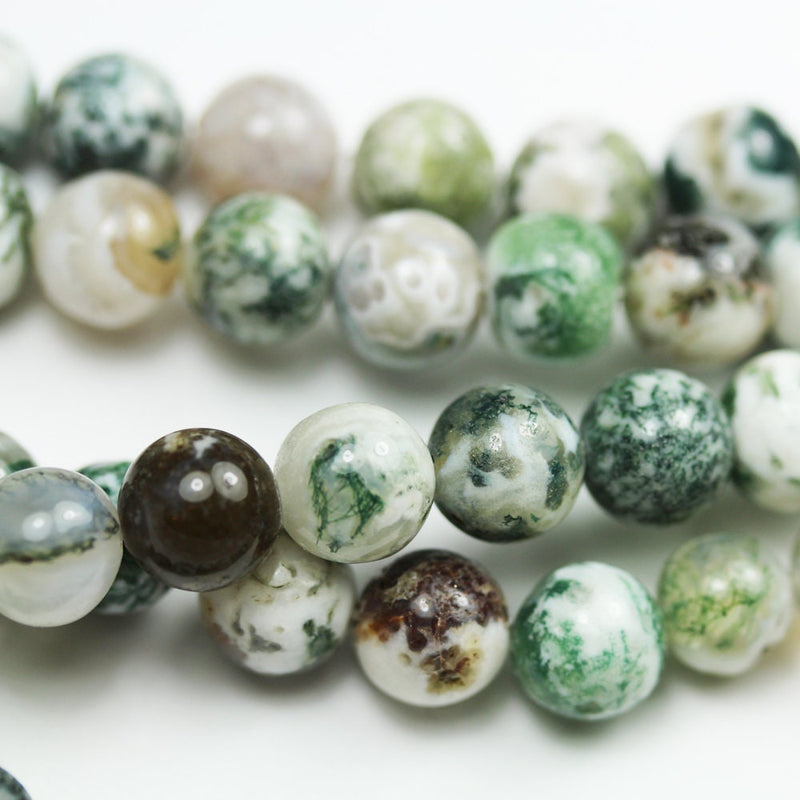 Green Tree Agate,  8mm Round Agate Gemstone Beads Strand, 16inch hole 1mm, 15.5 inch, about 50beads