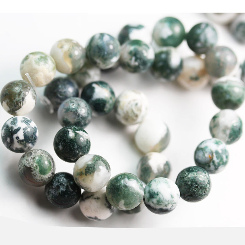 Green Tree Agate,  10mm Round Agate Gemstone Beads Strand, 16inch hole 1mm, 15.5 inch, about 40beads