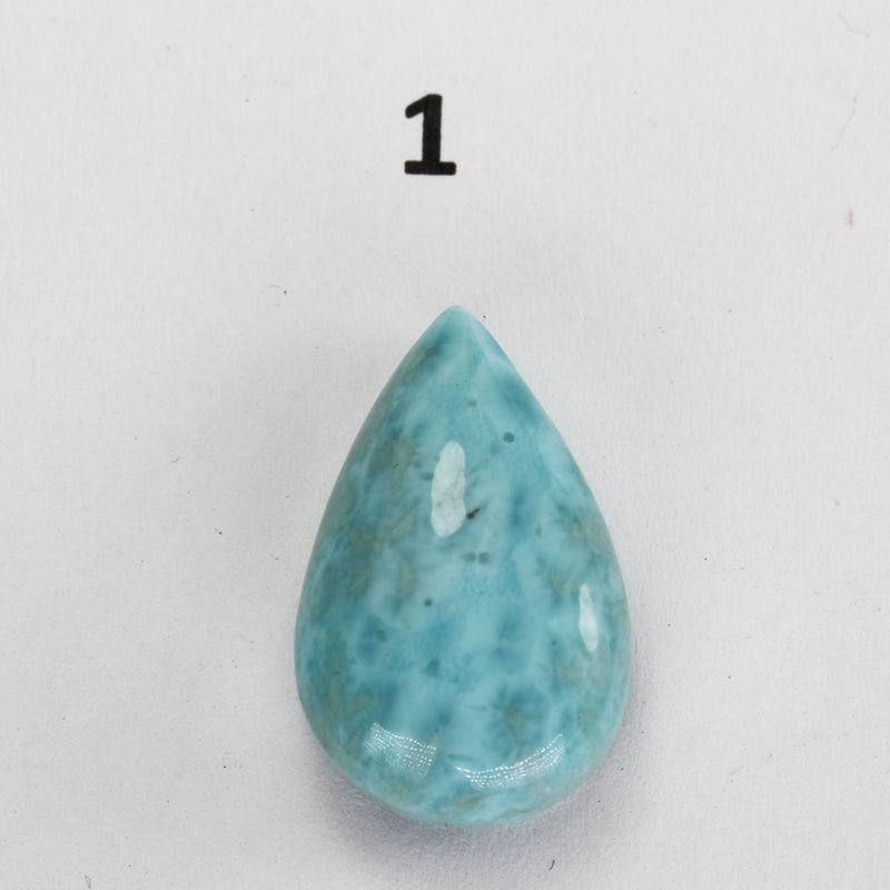 100% Natural Dominican Larimar Teardrop  Loose Gemstones Pendant Beads ( no hole) ,2.8-4.5g each piece