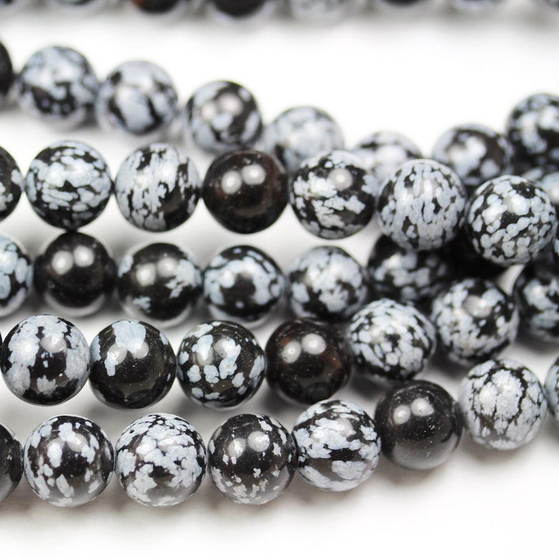 10mm Snowflake Obsidian Natural Gemstone beads strand, 15.5inch