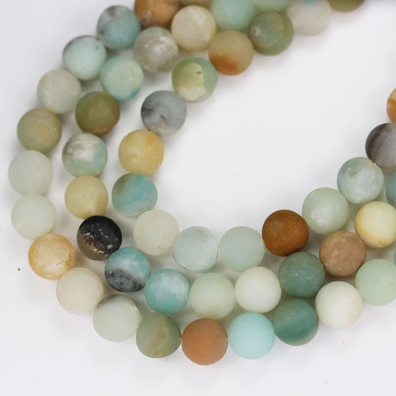 Matte Amazonite, 8mm Round Gemstone Strand, One full strand ,about 50beads,hole1mm,15.5"