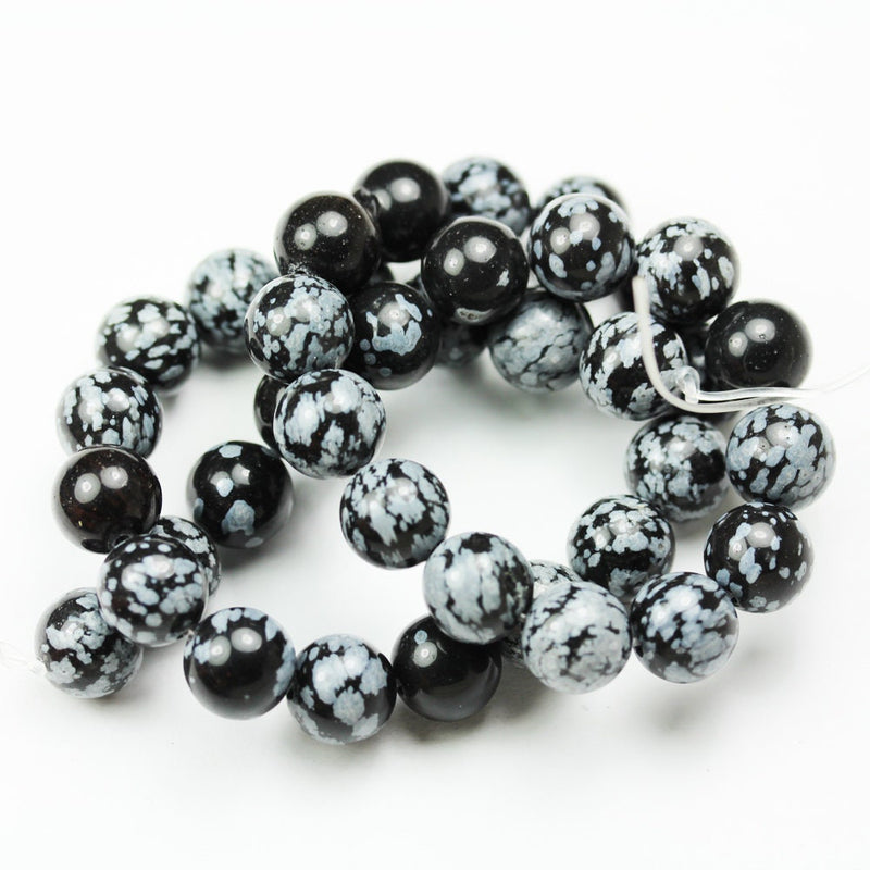 10mm Snowflake Obsidian Natural Gemstone beads strand, 15.5inch