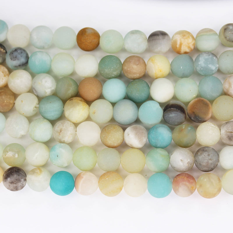 Matte Amazonite, 8mm Round Gemstone Strand, One full strand ,about 50beads,hole1mm,15.5"