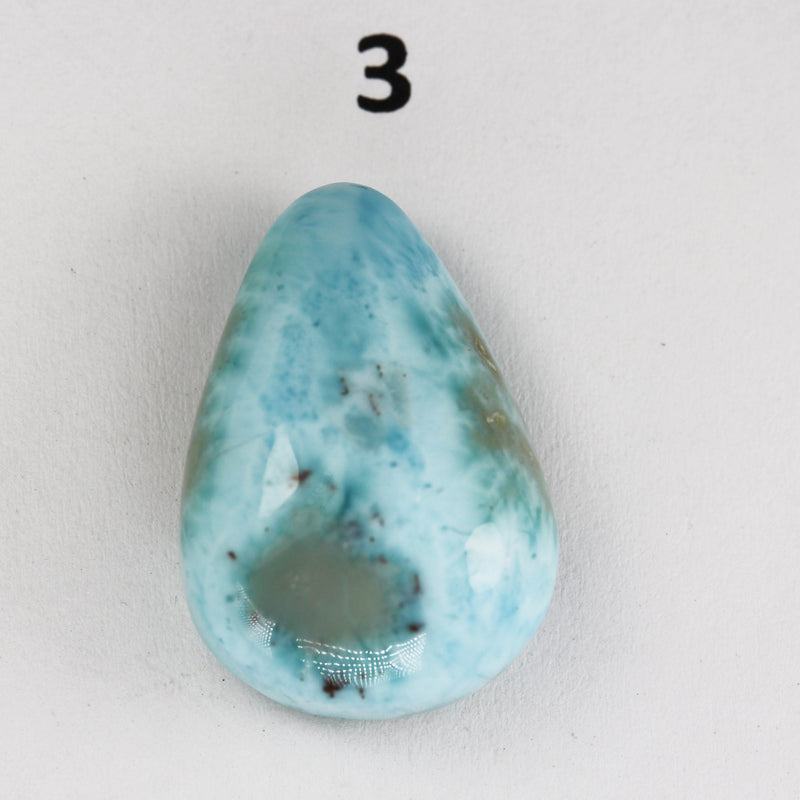 100% Natural Dominican Larimar Teardrop  Loose Gemstones Pendant Beads ( no hole) ,2.8-4.5g each piece