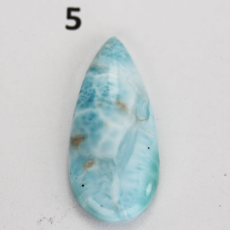 100% Natural Dominican Larimar Teardrop  Loose Gemstones Pendant Beads ( no hole) ,2.8-4.5g each piece