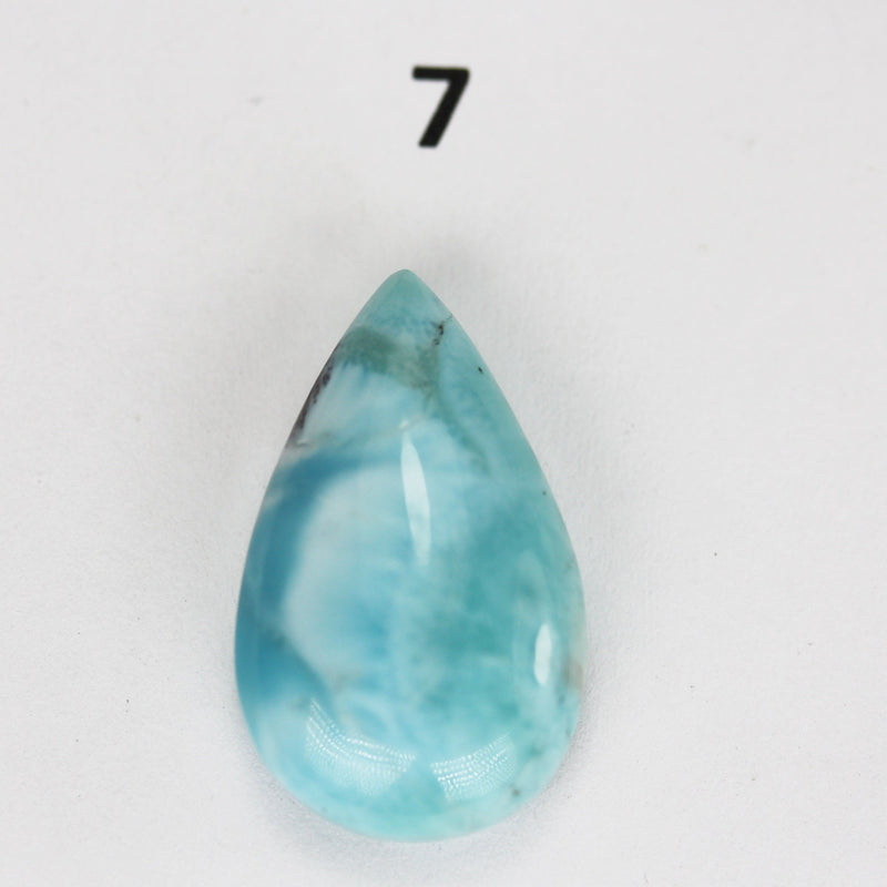 100% Natural Dominican Larimar Teardrop  Loose Gemstones Pendant Beads ( no hole) ,2.8-4.5g each piece