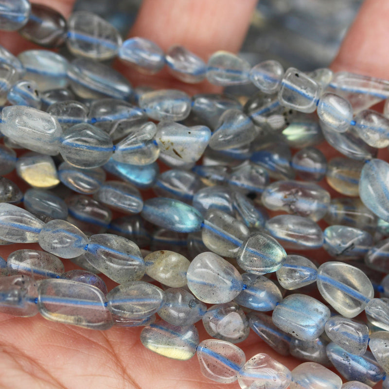 Labradorite,  8*6mm Natural gemstone nugget beads, One full strand hole 1mm,16"