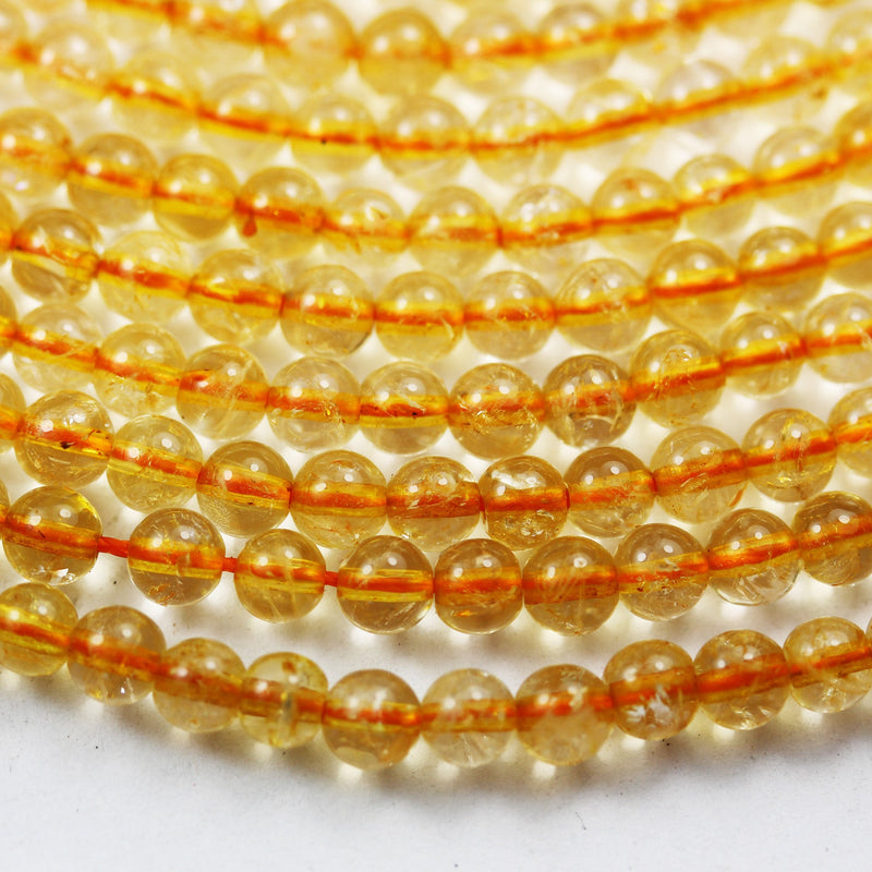 Natural Natural Citrine, 4.5mm Round Shape Gemstone Beads, 16 inch , 1mm hole, about 90beads