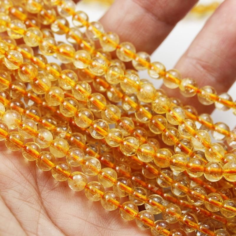 Natural Natural Citrine, 4.5mm Round Shape Gemstone Beads, 16 inch , 1mm hole, about 90beads