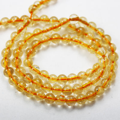 Natural Natural Citrine, 4.5mm Round Shape Gemstone Beads, 16 inch , 1mm hole, about 90beads