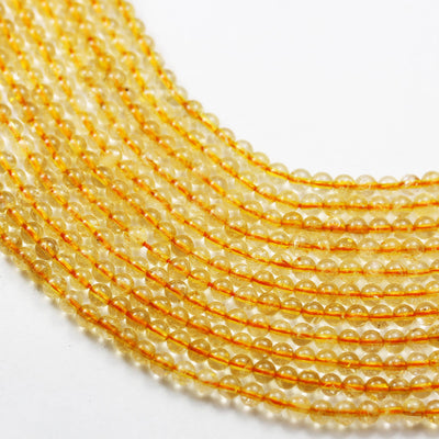 Natural Natural Citrine, 4.5mm Round Shape Gemstone Beads, 16 inch , 1mm hole, about 90beads