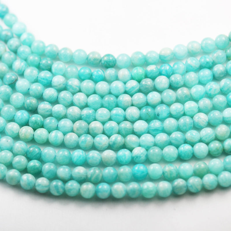 4mm Natural Russian Amazonite ,Green Gemstone Strand, Round, hole0.8mm,16",about 85beads