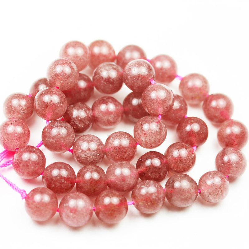 Natural Strawberry Quartz,10mm Round Natural  Gemstone Strands, 16 inch , 1mm hole, about 40 beads